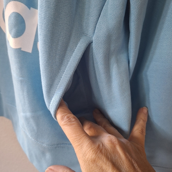 Adidas Light Blue Trefoil Hoodie Sweatshirt Size S Cotton Logo Unisex Oversized - Picture 4 of 6
